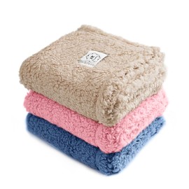 Luciphia 1 Pack 3 Calming Dog Blanket Fluffy Premium Fleece Pet Blankets Soft Sherpa Throw for Dogs Puppy Cat Beige/Pink/HazeBlue Medium (30" x20")