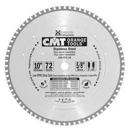 CMT 226.572.10 Stainless Steel Saw Blade with 10-Inch by 72 Teeth 8-Degree FWF and 5/8-Inch Bore