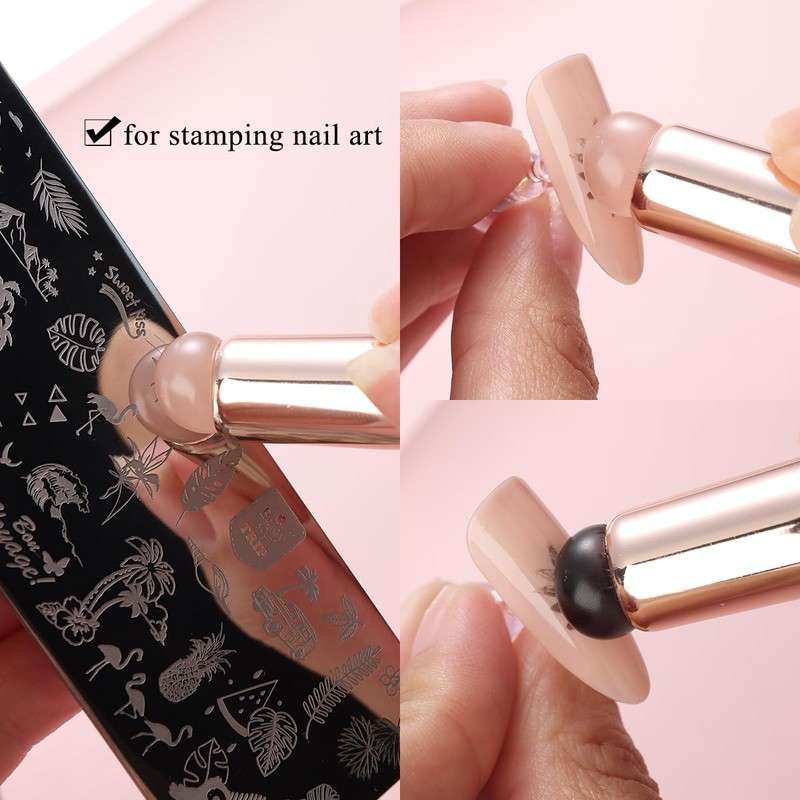 Fcozpjk Silicone Brush for Ombre Nail Art, 2Pcs Reusable Gel