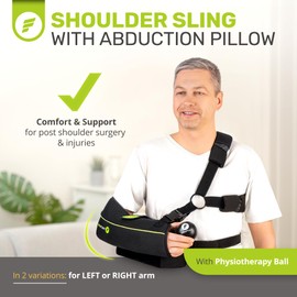 ErgoFoam Shoulder Sling with Abduction Pillow - Premium Abduction Sling Designed for Athletes - Arm Sling Shoulder Immobilizer With Pillow (Left)