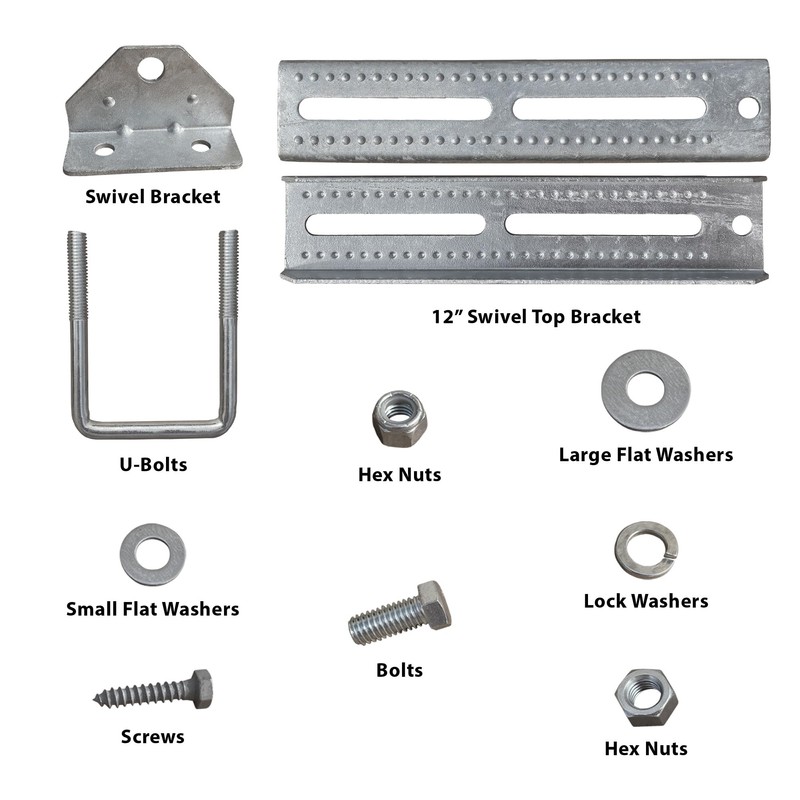 A.A 12" Galvanized Swivel Top Bunk Bracket Kit with Hardware