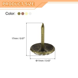 sourcing map Upholstery Tacks Nail Pins Furniture, 300Pcs 11x17mm Thumb Tack Pin Assortment Kit Carbon Steel for Home Sofa DIY Decorative Nail Heads Nails (Yellow Bronze,Red Bronze,Gold,Silver)