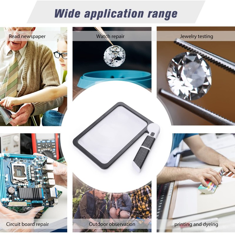 Magnifying Glass with Light, Page 5X Folding Handheld Rectangular Magnifier