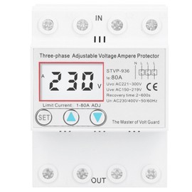Adjustable Voltage Protector 3Phase LCD Multifunctional SelfResetting STVP936 230v 400V AC(80A )
