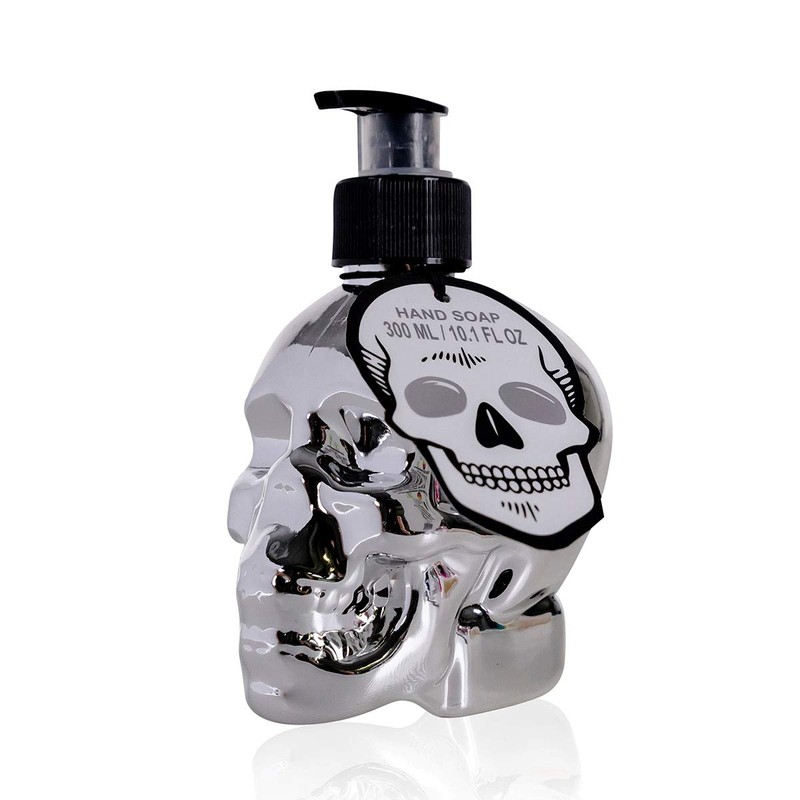 Accentra Skull Soap Dispenser with Liquid Soap - Black Chrome-Look