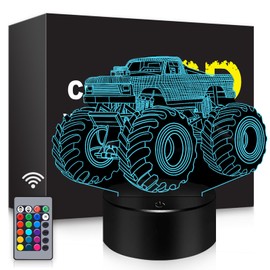 BASSI Soccer Gifts 3D Night Light,16 Colors Changing Touch/Remote Contro, Soccer 3D Illusion Lamp, Birthday Christmas Gifts for Boys Girls, Soccer Stuff Soccer Room Decor (Monster Trucks)