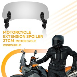 Xitqiooo Motorcycle Universal Windshield Extension 37cm Adjustable Clip Wind Deflector for Kawasaki Yamaha Harley Suzuki Buell Triumph Ducati Aprilia Spoiler Windscreen,Smoke