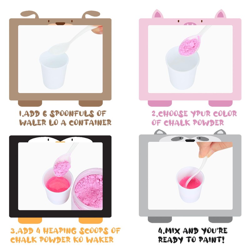 ZHBWOW Washable Chalk Paint Kit - 10 Colors Non-Toxic Powder​​