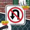 No U Turn Sign, 12" x 12" 0.40 Aluminum, Fade