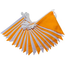 10m Orange and White Bunting - Double Sided Fabric Bunting
