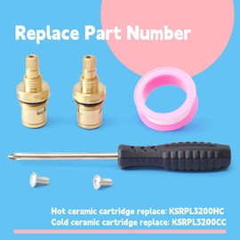 GLOXTED KSRPL3200HC & KSRPL3200CC Brass Ceramic Cartridge Replacement for CC Basin Faucet Cold and Hot Parts, 2-1/8 Inch