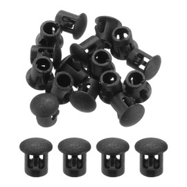 Sourcing Map 32PCS 6mm(1/4") Black Plastic Hole Plugs, Flush Type Panel Hole Insert End Caps for Locking Tubes Furniture Cabinet