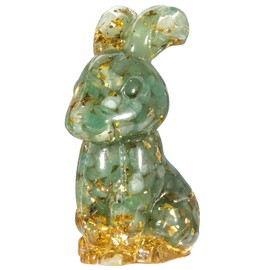 Nupuyai 3" Green Aventurine Crystal Stone Animal Rabbit Statue, Easter Bunny Figurine Resin Stone Figure Pocket Sculpture Feng Shui Ornament Good Luck Home Office Decor
