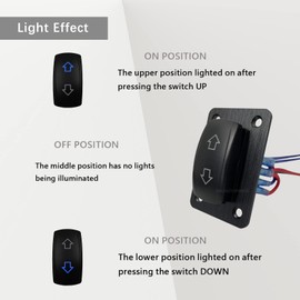 12V DC Motor Polarity Reversing Switch DPDT Momentary Rocker Switch Panel with Pigtail Wire Up Down Switch for Car Boat RV 12V/20A 24V/10A Waterproof IP68