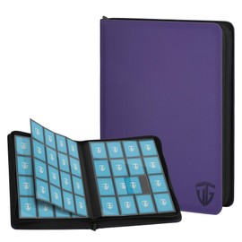 TCGUARD 16 Pockets Trading Card Zipper Binder for 1000+ Cards| Secure Side Loading Pockets | Trading Card Album Folder | Compatible with YuGiOh, MTG,Sports Cards (Purple 16)