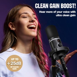 OFCOSH Microphone Preamp Audio Booster, Professional Mic Booster Activator Preamplifier Compatible with Dynamic and Passive Ribbon Microphones