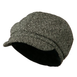 Zig Zag Tweed Newsboy Cap - Black White 7-1-4