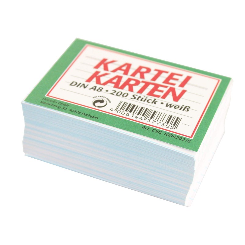 Landre 100420216 Index Cards Ruled on, A8, Pack of 200,