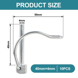 MIGUBIGU Folding Splint D Shape 4 x 40 mm Pipe Folding Pins with Snap Fastener Galvanised Carbon Steel Pack of 10