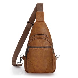 JASGOOD Small Sling Bag for Women Leather Fanny Packs Crossbody Bags Trendy Chest Bag for Travel Anti-Theft Sling Purse