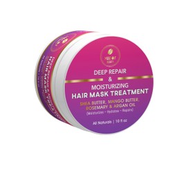 MAKOF BEAUTY Deep Repair Moisturizing Hair Mask Treatment with Shea Butter, Mango Butter, Rosemary, Argan Oil, All Natural, 10 fl oz