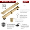 Sharp-tec 24 inch Linear Shower Drain, Gold Rectangular Floor Drain,