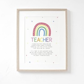 Lula Design TEACHER Rainbow Poem Print A4 or A5 UNFRAMED PRINT, School Leavers Gift, Gift for Teacher, Print for Teacher, School Leavers Print, Poem for teacher, thank you for helping me grow