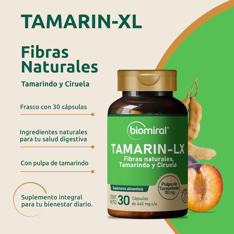 Biomiral Tamarin+LX Laxative Supplement - Natural Tamarind & Plum Fiber