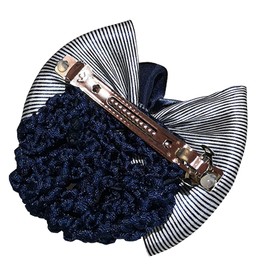 4.7" Women Bun Cover Net Snood Bowknot Decor Barrette Hair Clip (1)