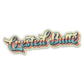 Squiddy Crested Butte Retro Ski Style - Vinyl Sticker Decal for Phone, Laptop, Water Bottle (4" Wide)