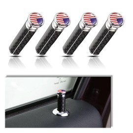 4PCS American Flag Car Door Lock Knobs, Carbon Fiber Car Door Lock Pin Cover Car Interior Modification Accessories, Universal Car Door Lock Pin Cover Accessories (Red Flag)