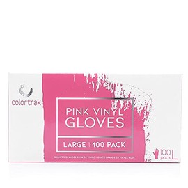 Colortrak Disposable Gloves, Single-Use, Disposable, Powder Free Vinyl, Latex-Free, Sanitary Hair Stylist/Barber Gloves, Pack of 100 Gloves, Pink, Medium
