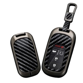 TECART Carbon Pattern Key Fob Cover Fit for Honda HR-V Remote Metal Key Holder Full Protection 2/3/4/5 Buttons Black