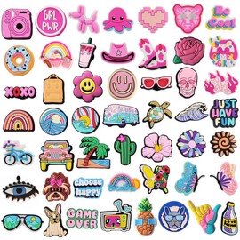 YQ-BEST 50 PCS Random Summer Shoe Decoration Charms for Girls Women Teens Kids, PVC Clog Accessories Pins for Bracelet Wristband Party Favors Gifts