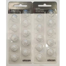 Oticon 2 pack Oticon minifit (BASS 12 mm DOUBLE Vent) Domes 20 Domes / USA Fast shipper