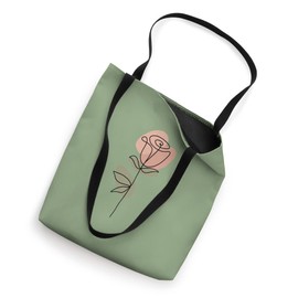Minimalist Abstract Line Art Rose Sage Green Colored Flower Tote Bag