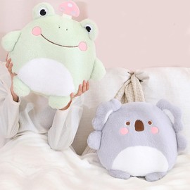 Aiuidun Frosch Plüsch-Kissen,Niedliches Frosch Plüschtier mit kleinem Pilz auf dem Kopf,Super Squishy Frosch Plüsch-Kissen für Kinder und Erwachsene