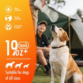 Portable Dog Water Bottle for Large Dogs, 19oz Foldable Pet Travel Dispenser with Reusable Bowl, Leak-Proof & BPA-Free, Dishwasher Safe for Hiking, Walking, and Car Use