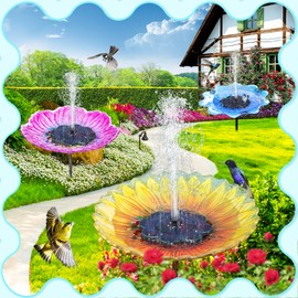 Yzert Solar Fountain with 2000 mAh Battery and Colorful LED Lights Flower Shape, 3.5W 2025 Solar Power Water Fountain for Bird Bath, Outdoor, Garden, Pool,Pond,Attracts Hummingbirds & Butterflies