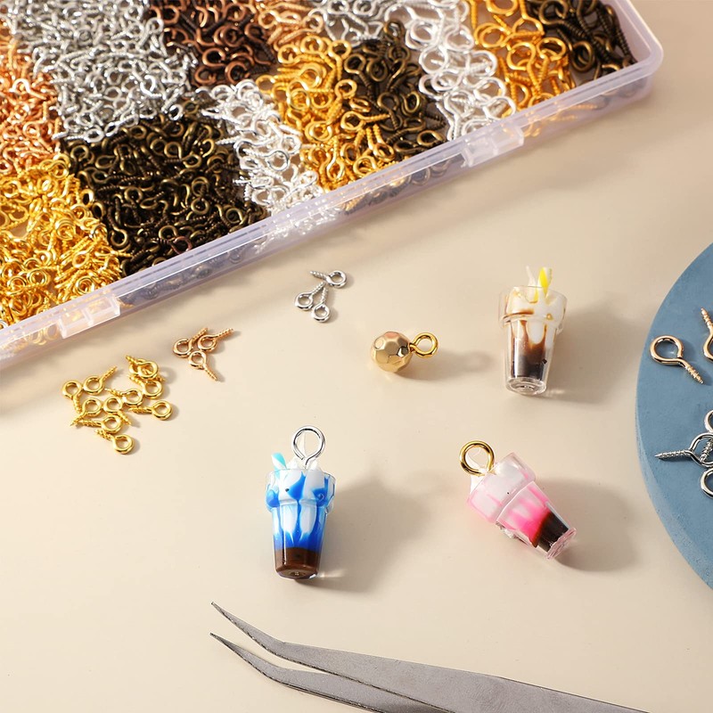 Ferraycle 1200 Pcs Small Screw Eye Pins for Jewelry Making