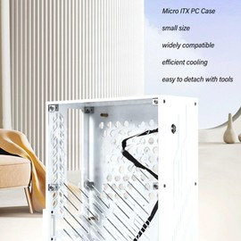 Denash Transparent Mini ITX Case, Clear Side Panel, 4.3L Capacity, 360 Degree Cooling, Acrylic Small Form Factor Mini ITX Case for Mini ITX Motherboard (Transparent), Denash7ftagrnigs-11