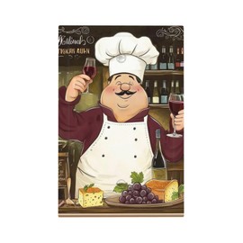 CZRPKEN Cute Kitchen Fat Cartoon Chef 1 Gang Light Switch Covers No Device Wall Plate Country Farm Western Red Wine Decorative Blank Switchplate Electrical Faceplate for Bathroom Bedroom Decor