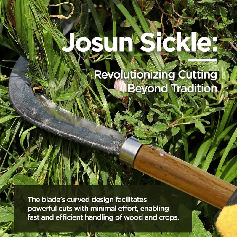 Toolgather Josun Sickle Hand-Forged Korean Weeding Tool with Chestnut Wood