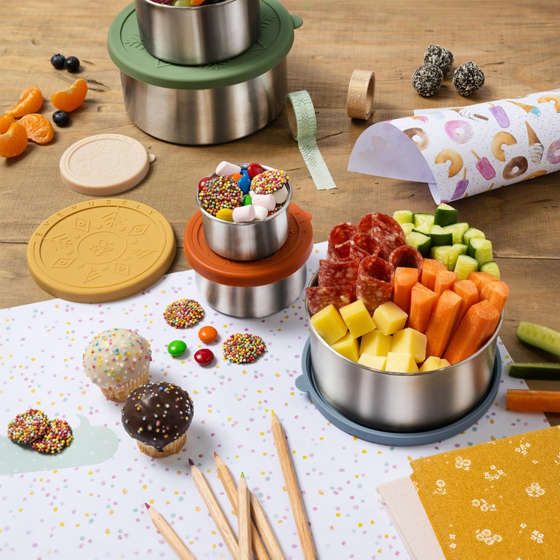 Everusely - Stainless Steel Containers with Lids - Set of