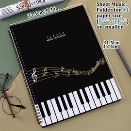 SZHTSWU Sheet Music Folder Blank A4 Music File Folder Sheet Music Holder Art Portfolio Folder with 40 Sleeves Display 80 Pages Piano Music Folder, Spiral Sheet Music Binder Storage Document Organizer