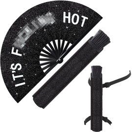 FairySandy Large Rave Fan UV Glow Hand Fan with Holster for Men/women, Disco Party Favor for Edm Music Festival Club Rave Accessories(Cool Style)