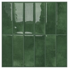 DEWOO Peel and Stick Subway Backsplash Green Kitchen Bathroom Rectangle Self Adhesive Wall Tile Brick (10-Sheet, 12"×12")