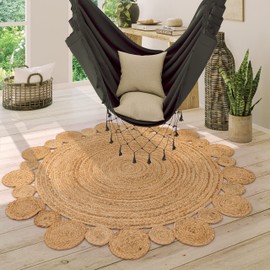 Paco Home Hand-Woven Jute Rug Round with Natural Fibers in Nature, Size: 6'7" Round