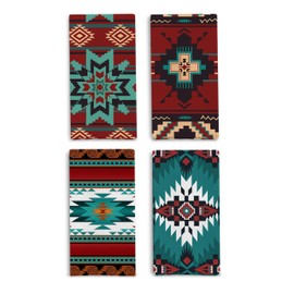 Qpenm Boho Western Aztec Kitchen Towels Set of 4, Western Southwestern Aztec Native American Decorative Hand Towels for Bathroom, Aztec Bathroom Decor, Western Dish Towels for Kitchen, 16x24 Inch