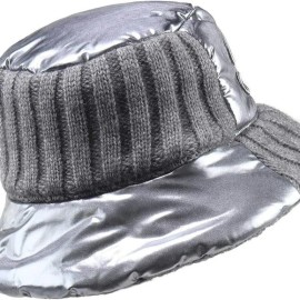 Pilipala Women's Winter Bucket Hat Shiny Metallic Reversible Warm Fashion Cap
